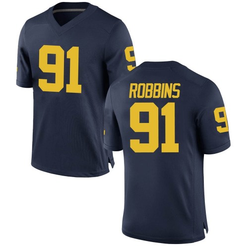 Brad Robbins Michigan Wolverines Youth NCAA #91 Navy Game Brand Jordan College Stitched Football Jersey NTF2654SA